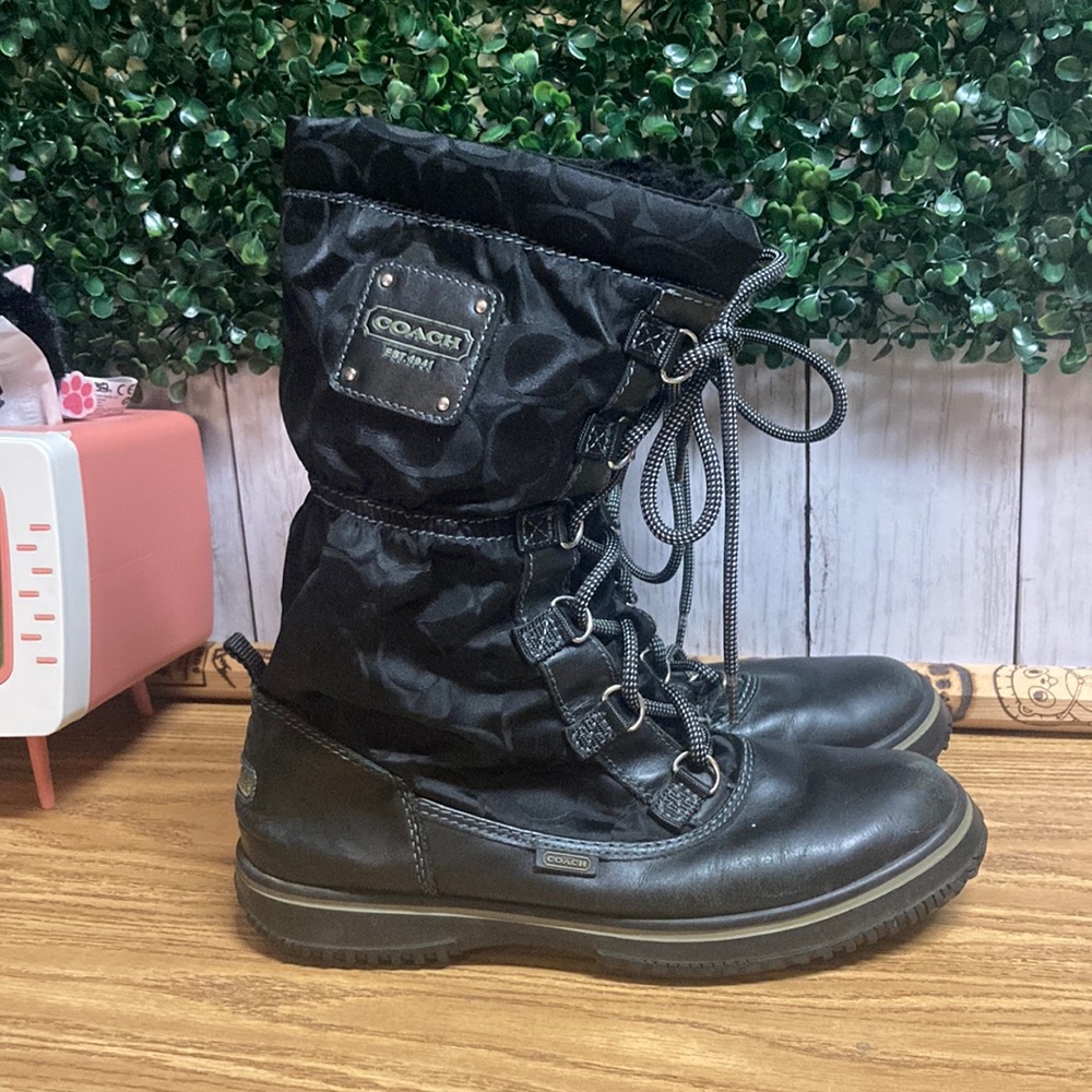 Coach Shaine Signature Black Winter Boots Sz 6.5 Women’s